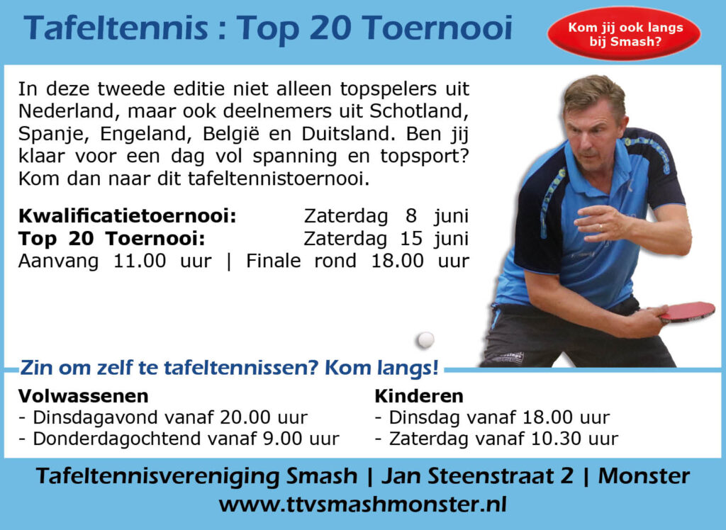 Tafeltennis: top 20 toernooi