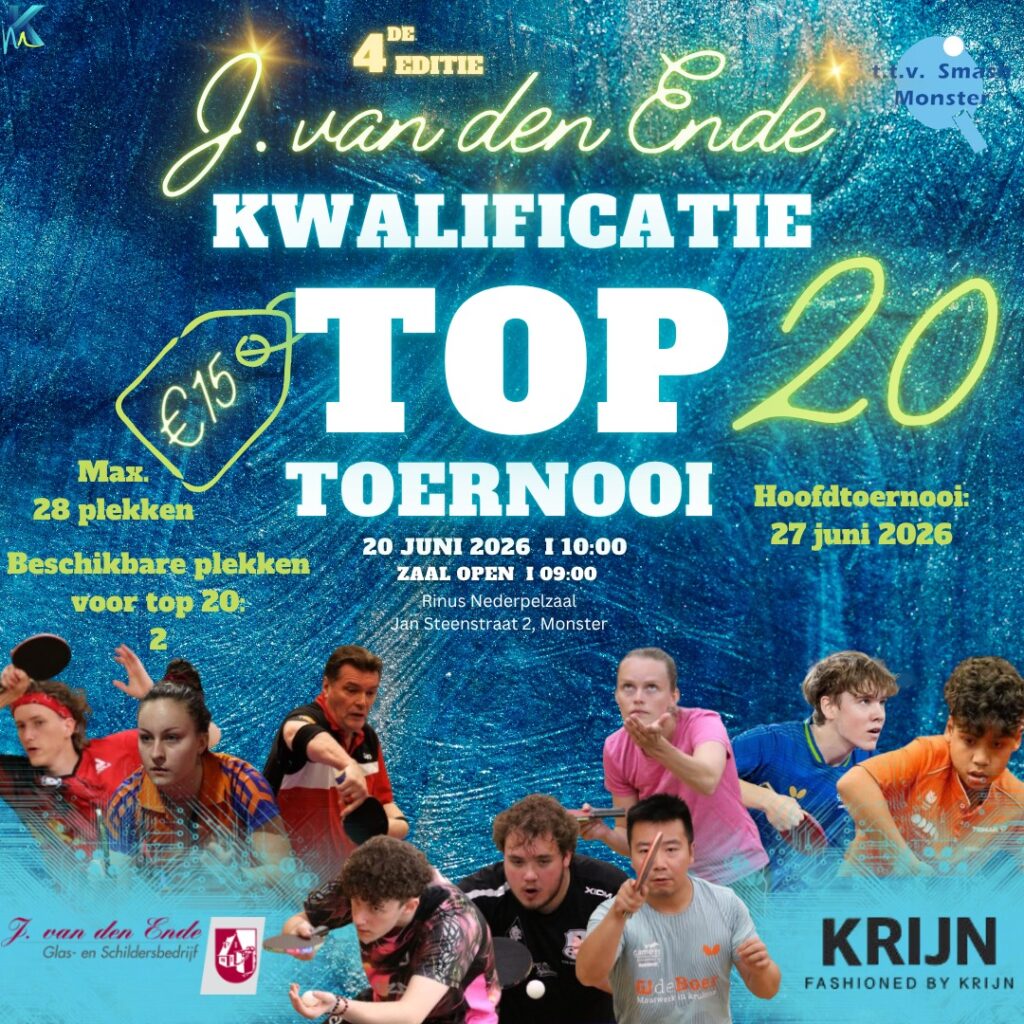 Top 20 toernooi Smash 2026 - kwalificatietoernooi